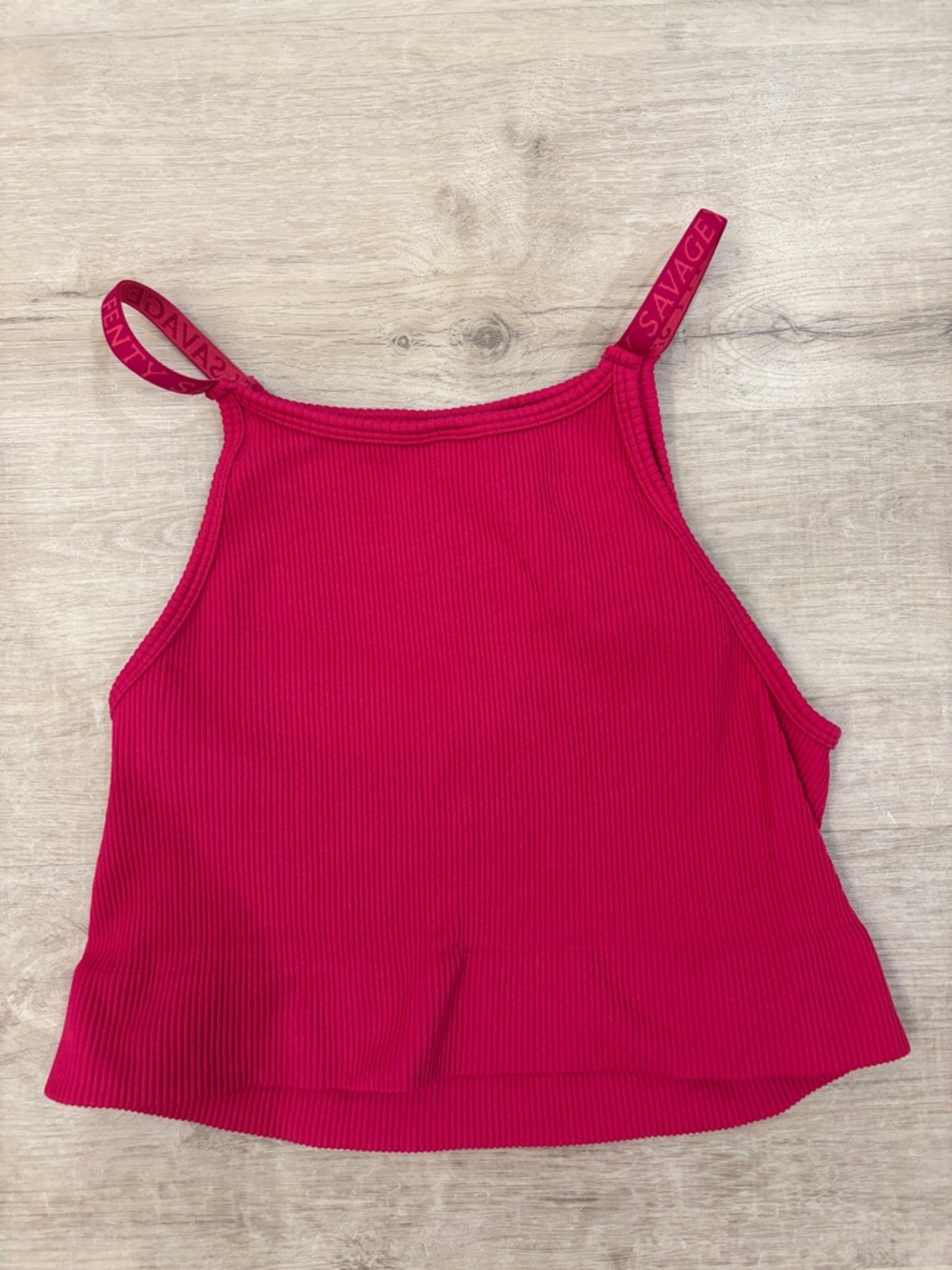 Savage X Fenty Bright Pink Ribbed Cropped Tank - Picture 2 of 3